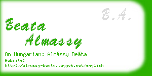 beata almassy business card