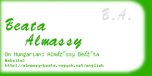 beata almassy business card